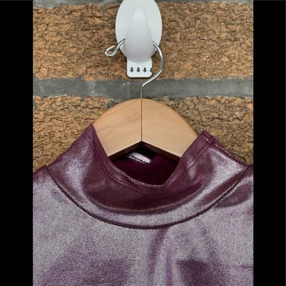 Beverly Mehl Metallic Liquid Mock Neck Turtleneck Long Sleeve small - Picture 4 of 6
